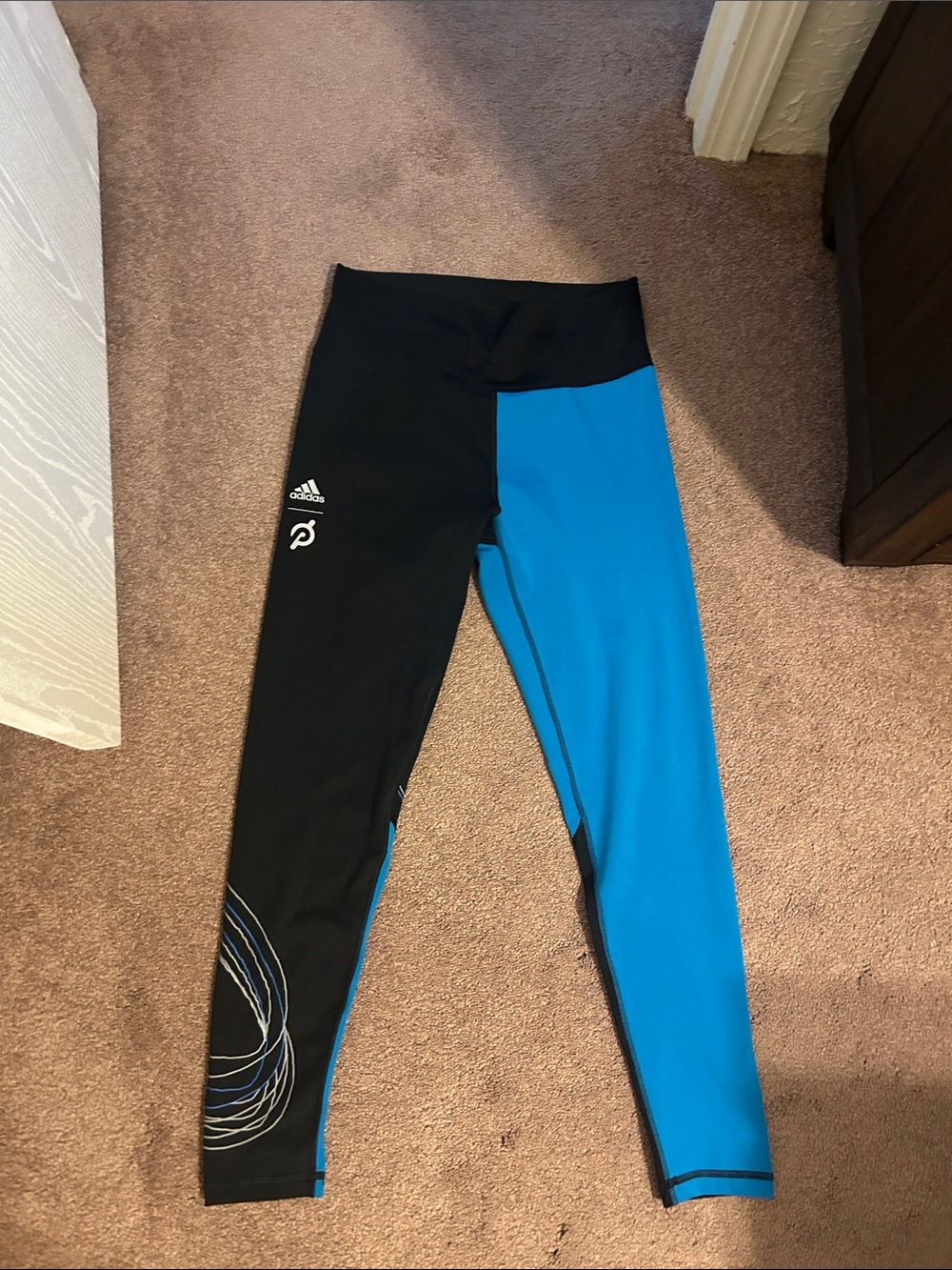 adidas Black & Blue Colorblock peloton Athletic Leggings